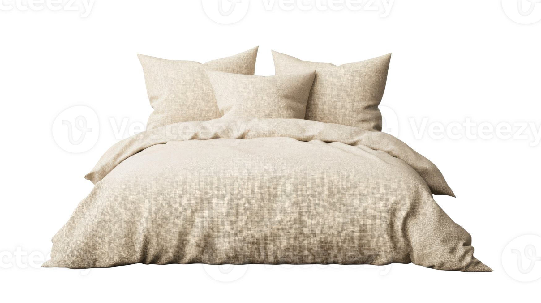 Isolated Bedding Set, Comfortable Pillows and Duvet, cut out transparent png