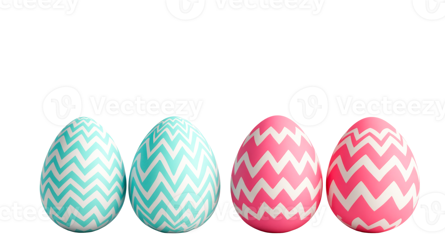 Row of Pastel Zigzag Easter Eggs, cut out transparent png
