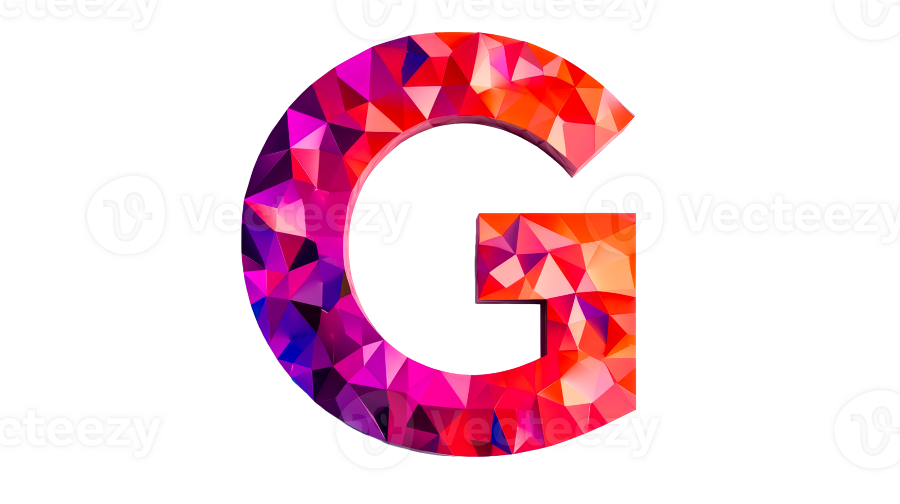 Geometric letter G illustration, polygonal structure design, cut out transparent png