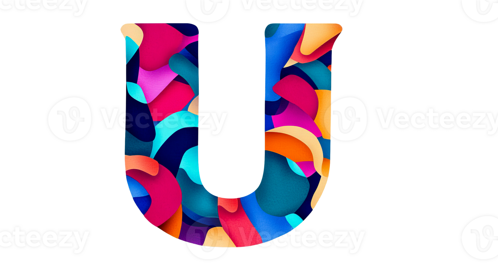 Letter U, Colorful Shapes, Abstract Design, Graphic Element, cut out transparent png
