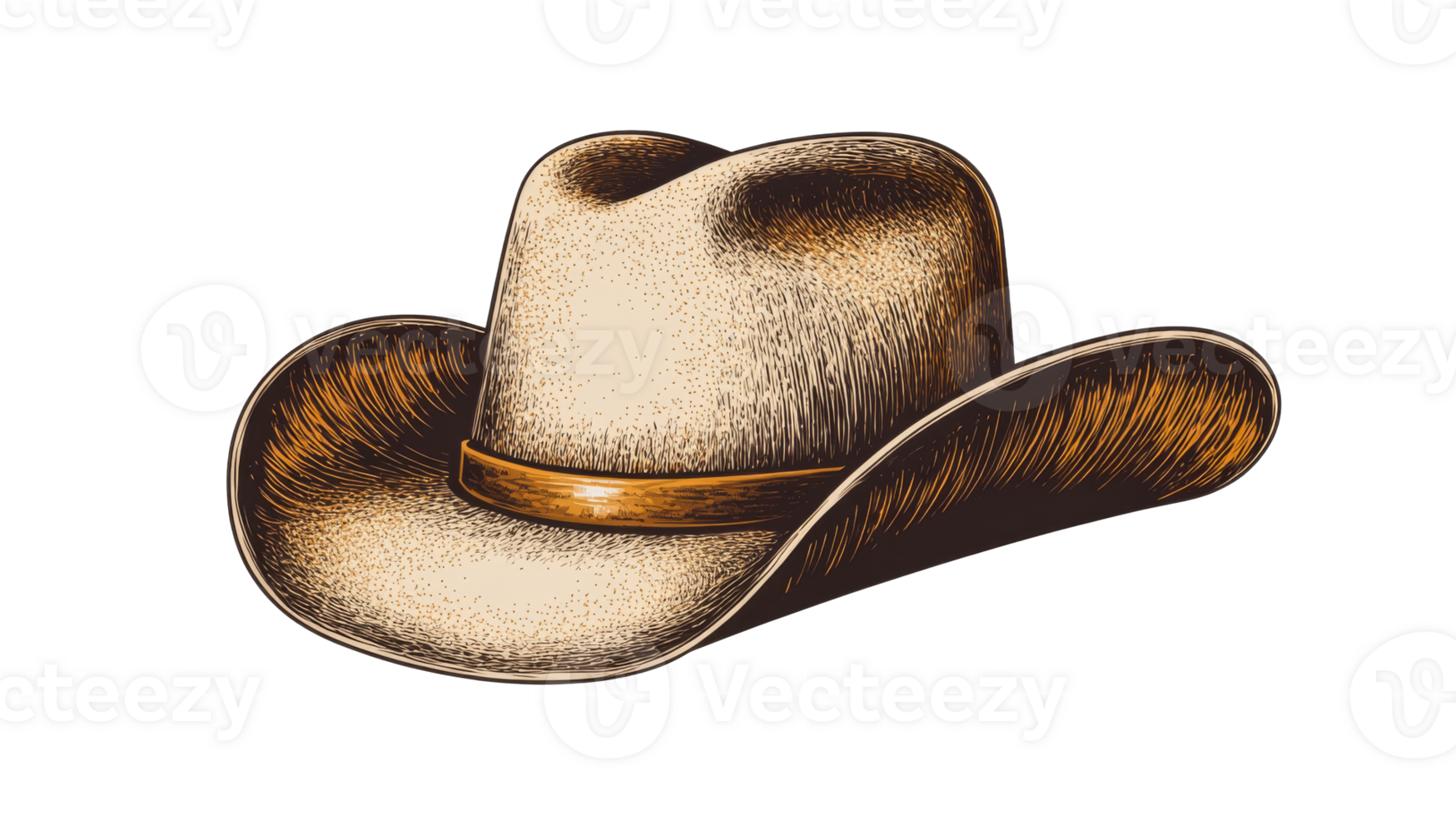 Cowboy hat, sketch illustration, rustic western fashion, vintage style, cut out transparent png