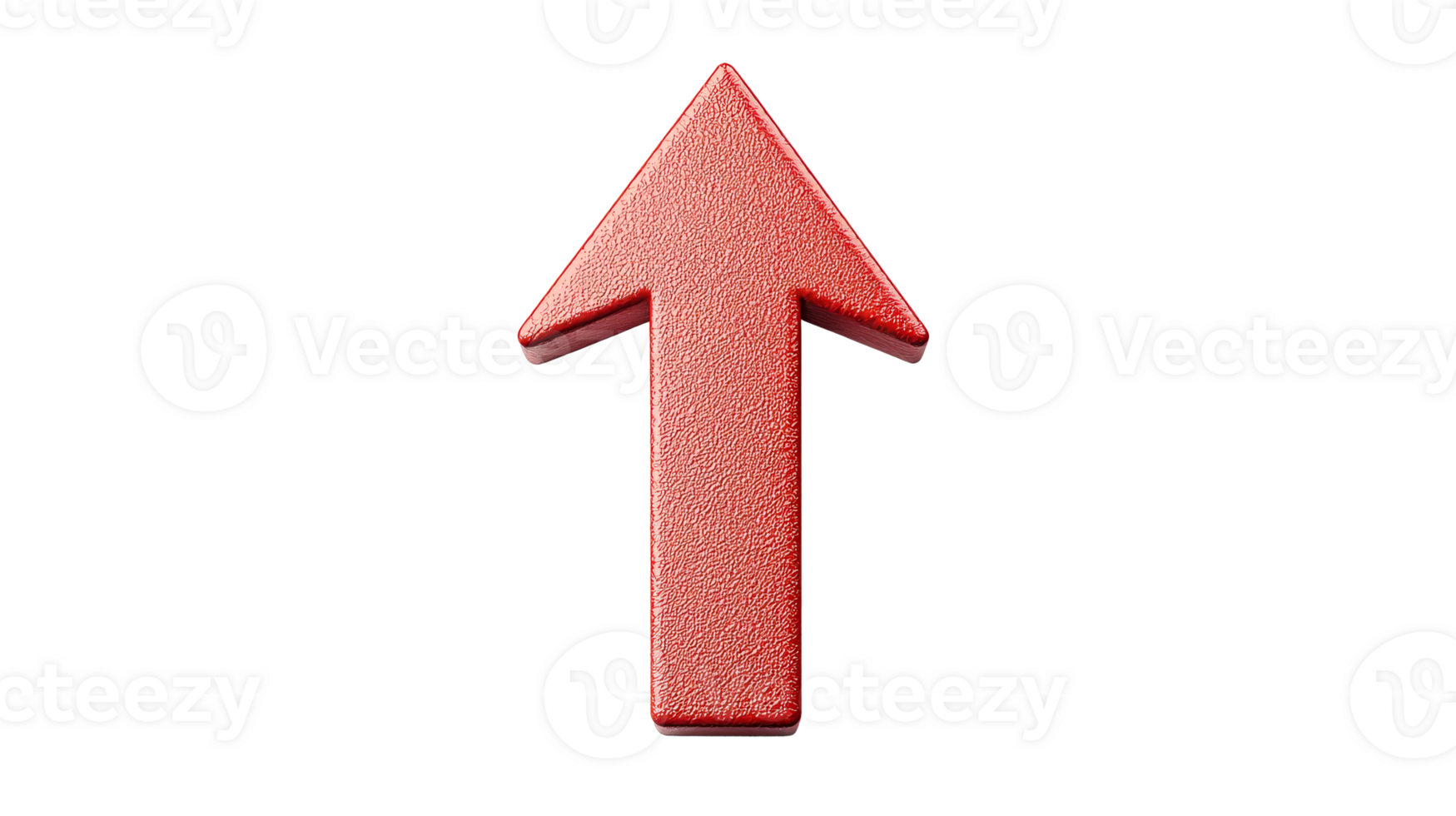 Textured Red Arrow Pointing Upward on Black Backdrop, cut out transparent png