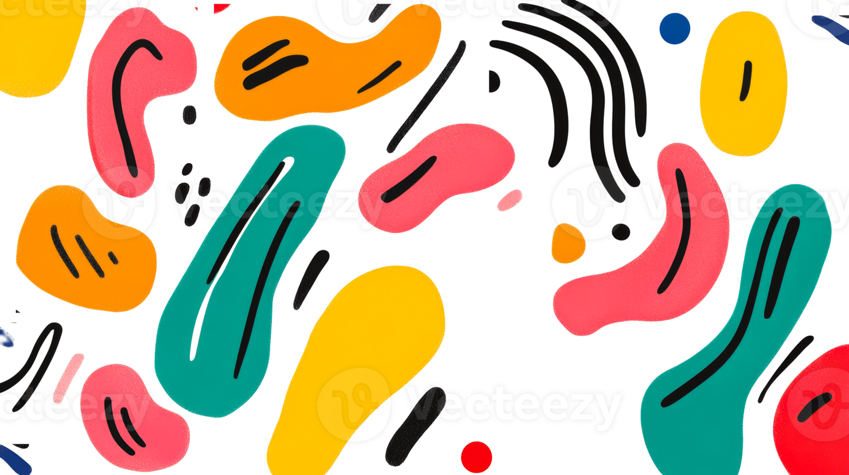 Colorful abstract shapes, pattern background, design element, paint strokes, cut out transparent png