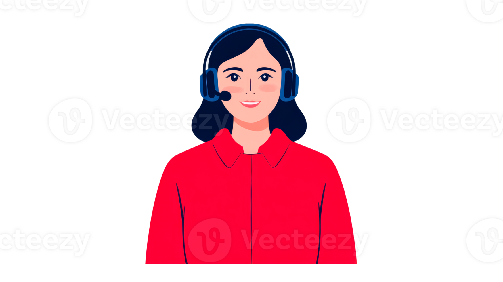 Call center agent with headset, smiling, support, cut out transparent png
