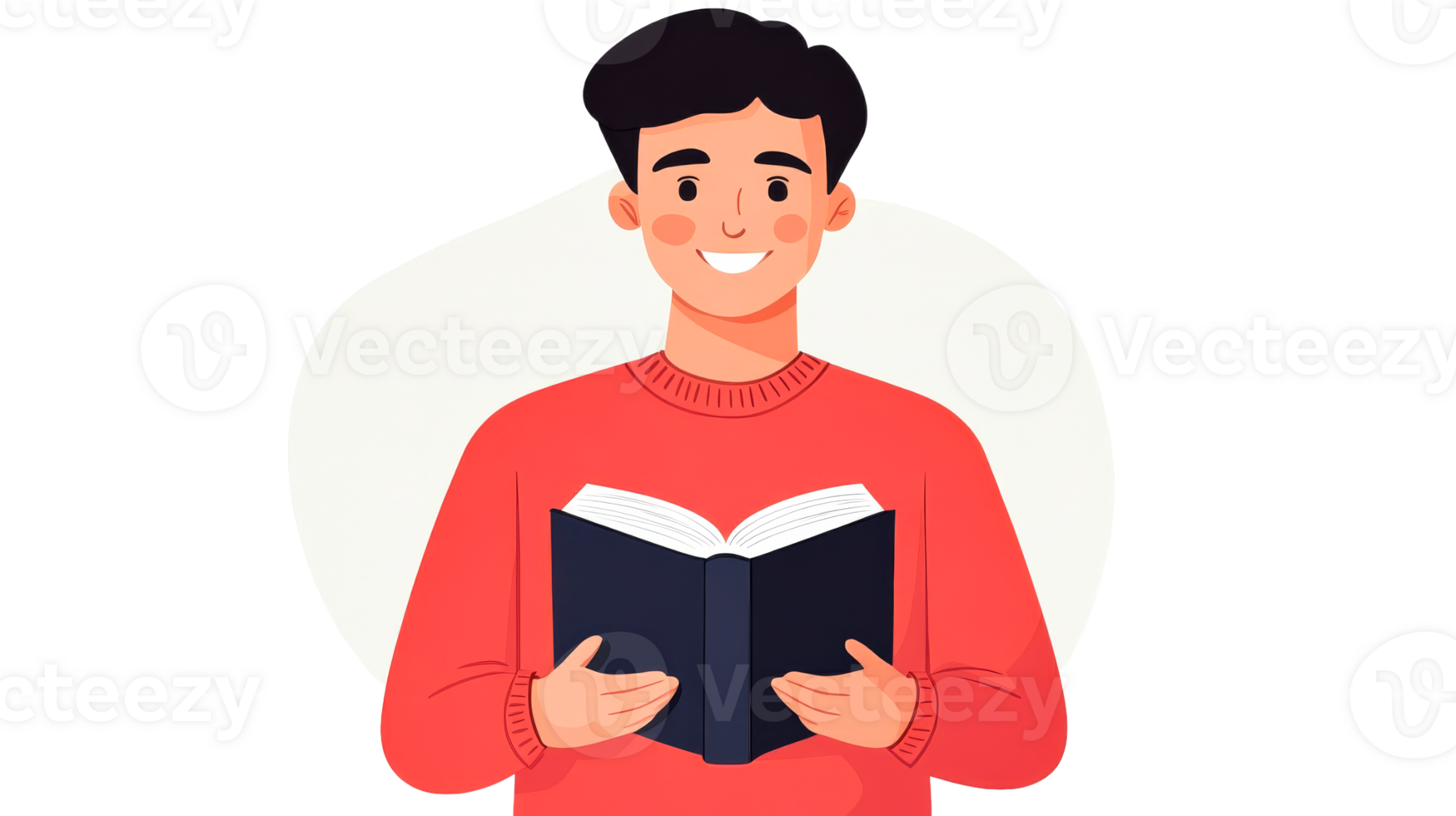Man reading book, education, knowledge concept cartoon character, cut out transparent png