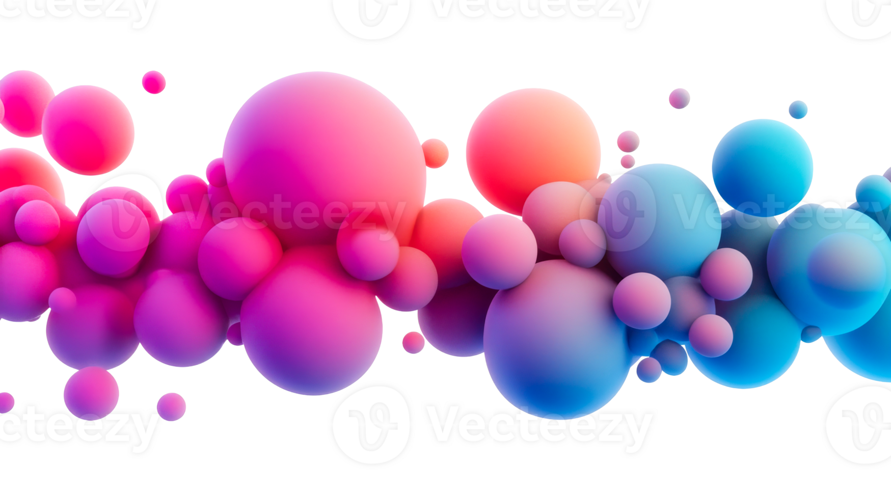 Gradient bubbles, colorful spheres, 3D rendering, abstract background, cut out transparent png