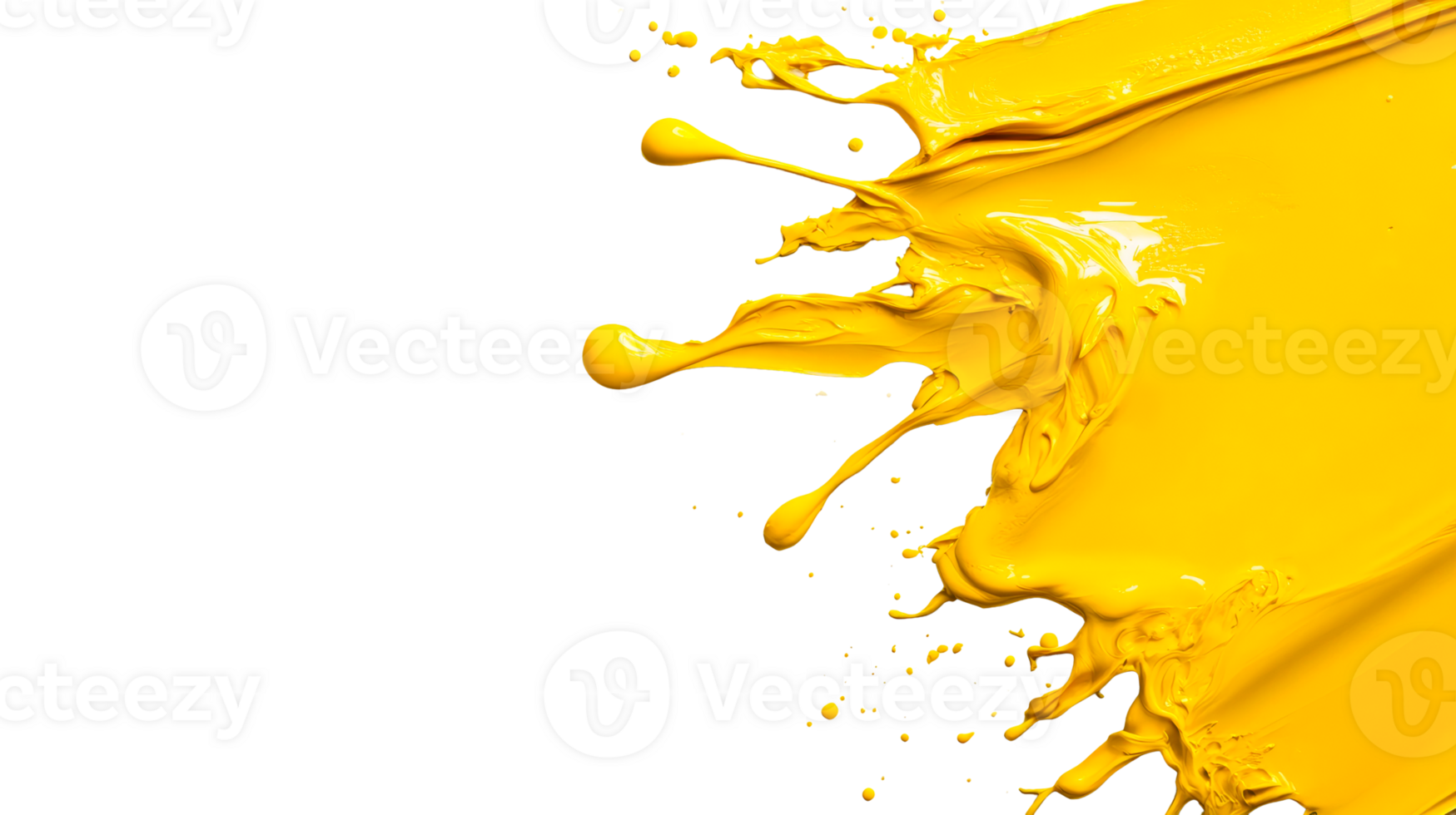 Yellow Paint Splash Against Black Background, cut out transparent png