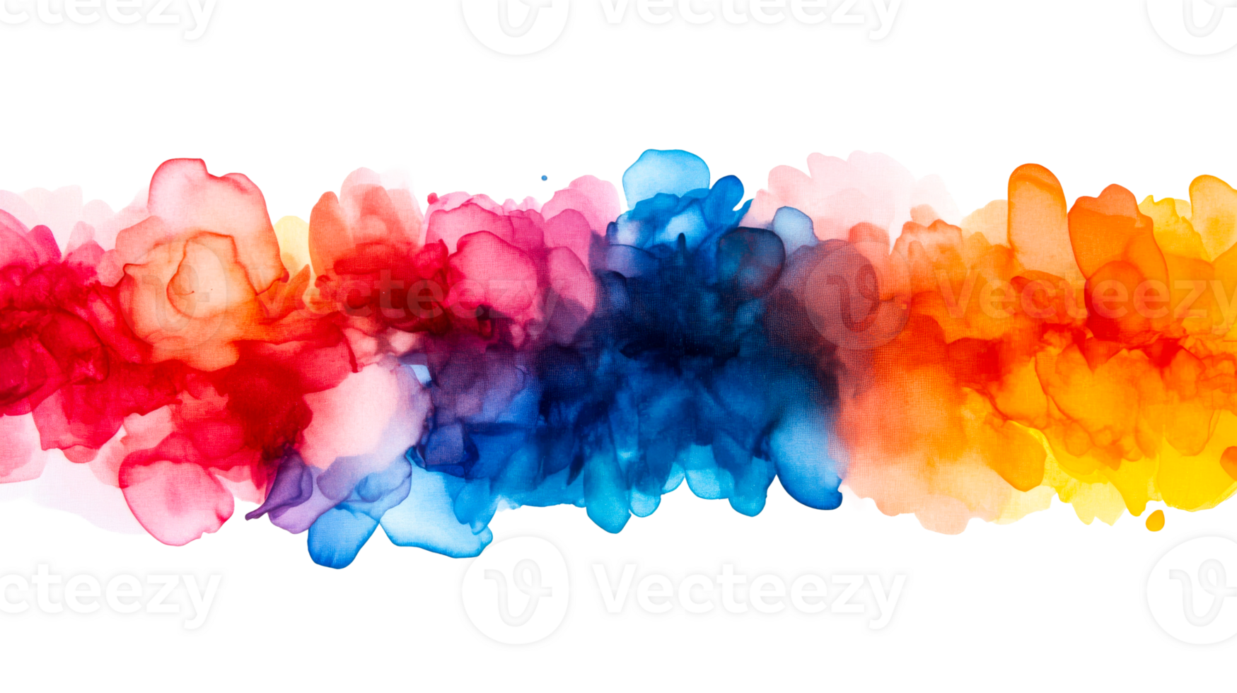 Colorful watercolor illustration with rainbow effect, cut out transparent png