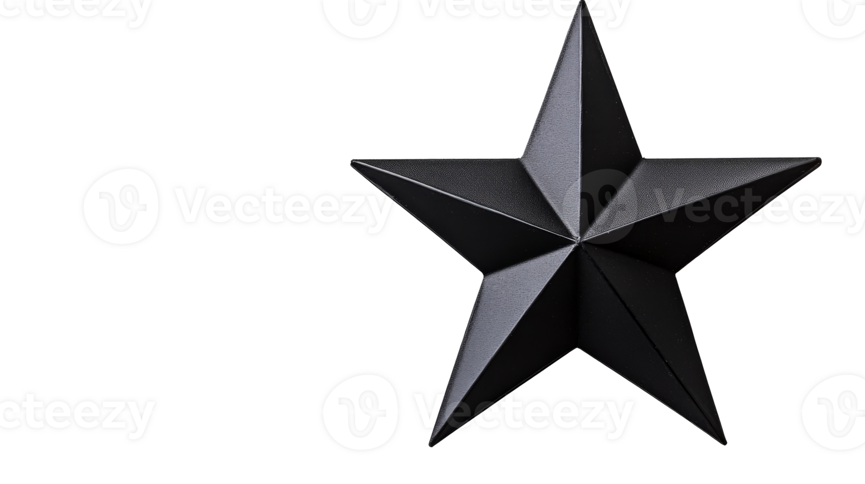 Decorative black star with a matte finish, isolated , cut out transparent png