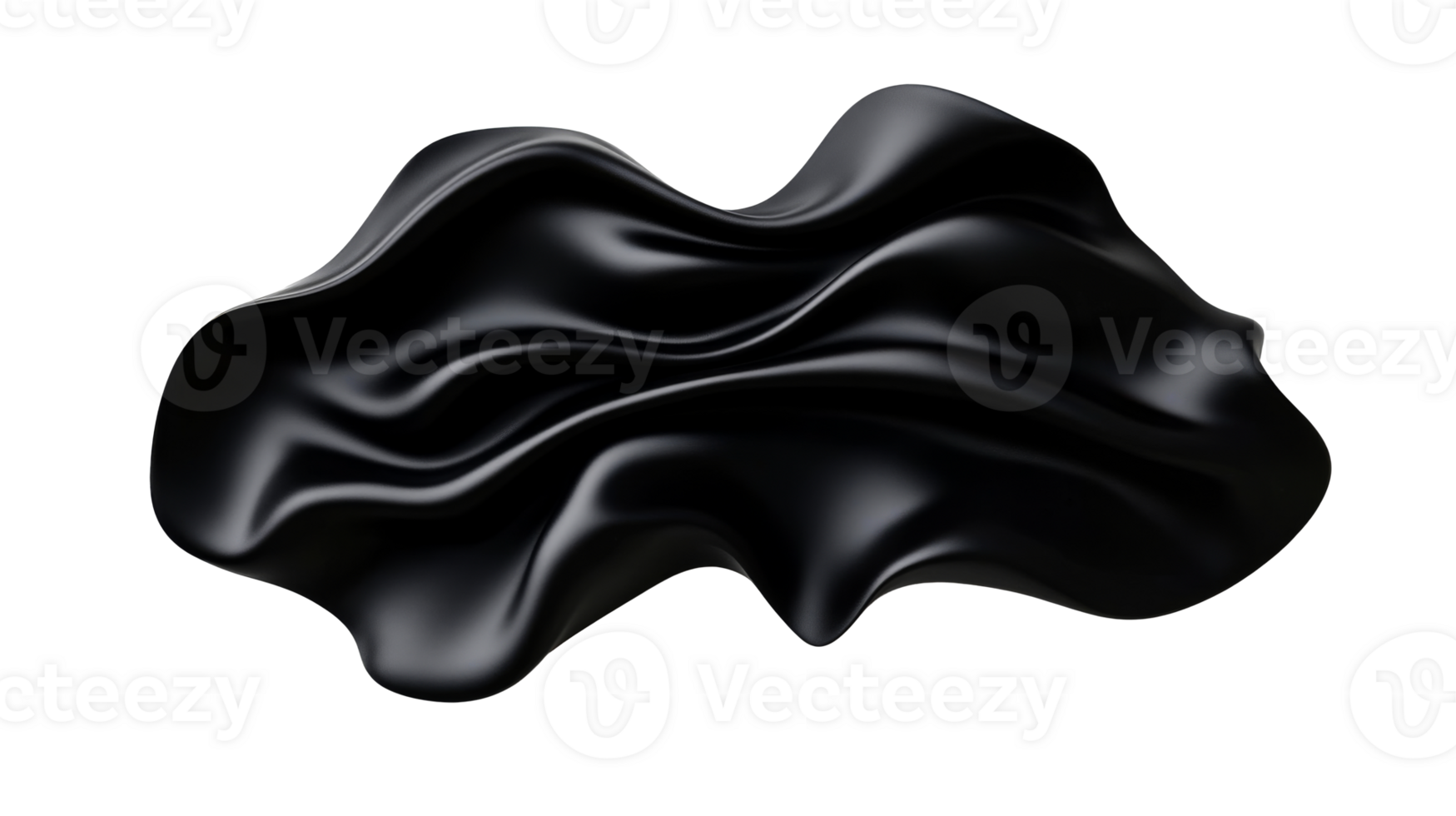 Elegant dark glossy fabric, draped, curves and glossy shine, cut out transparent png