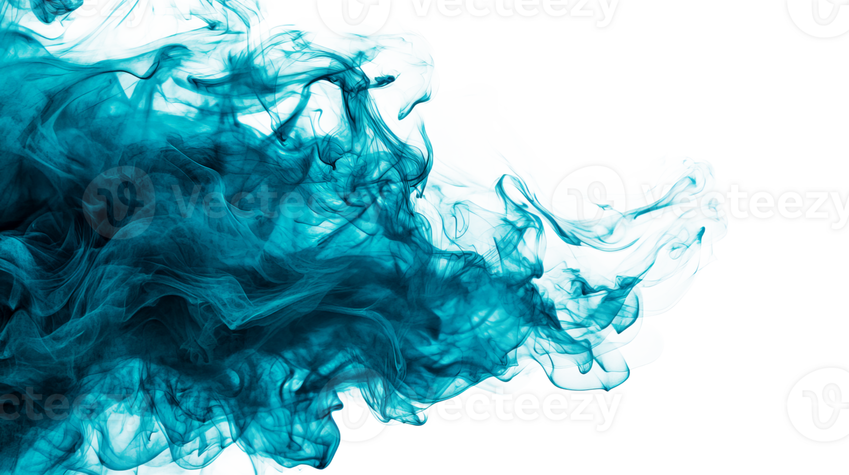 Ink cloud blue underwater abstract design, cut out transparent png