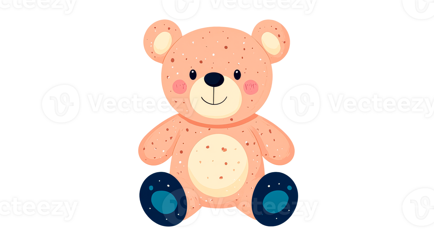 Cute teddy bear illustration with pink color, cut out transparent png