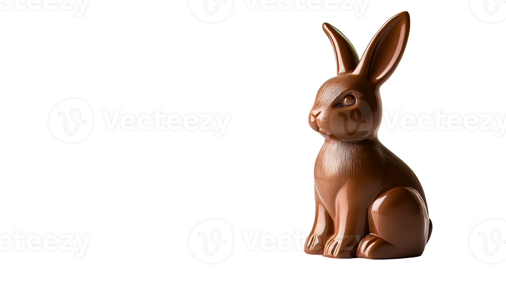 Chocolate bunny figurine against black background, cut out transparent png