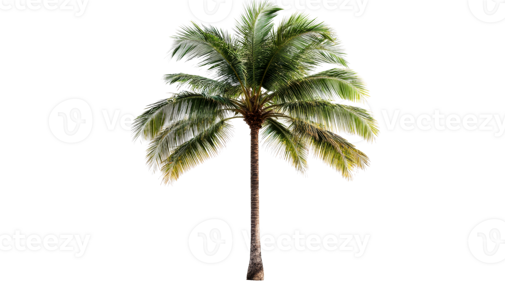 Isolated palm tree with green fronds, tropical exotic flora, cut out transparent png
