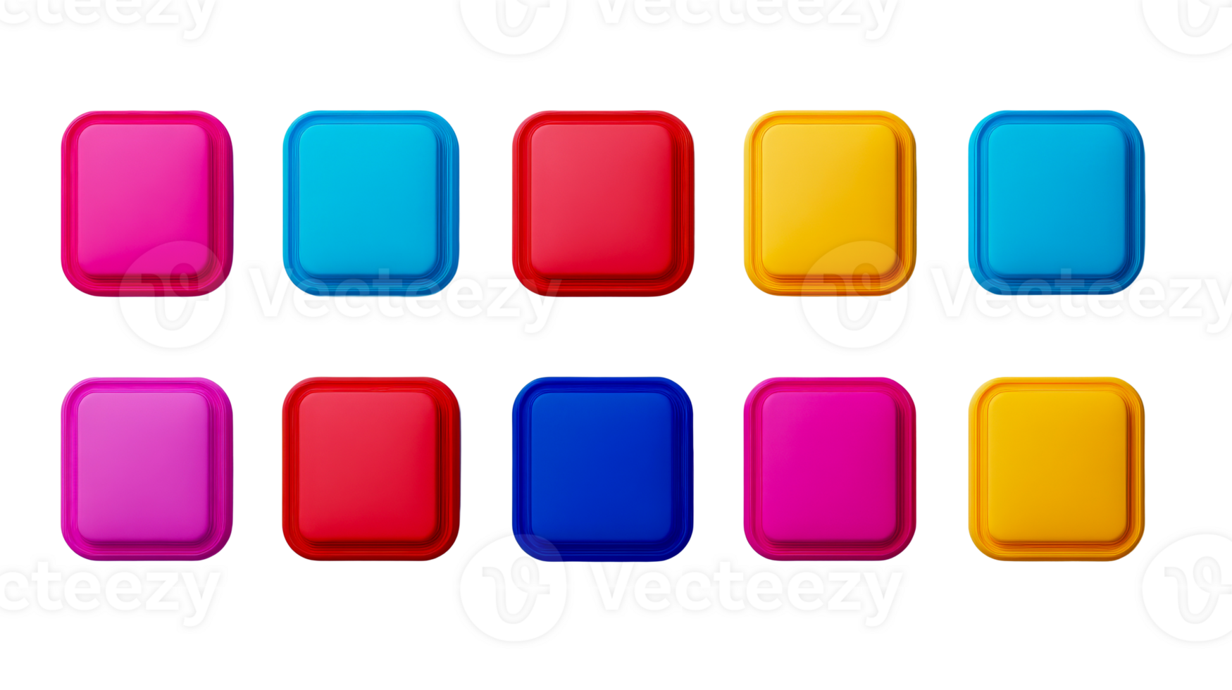 Vivid square containers array, colorful, organized, cheerful, modern, cut out transparent png