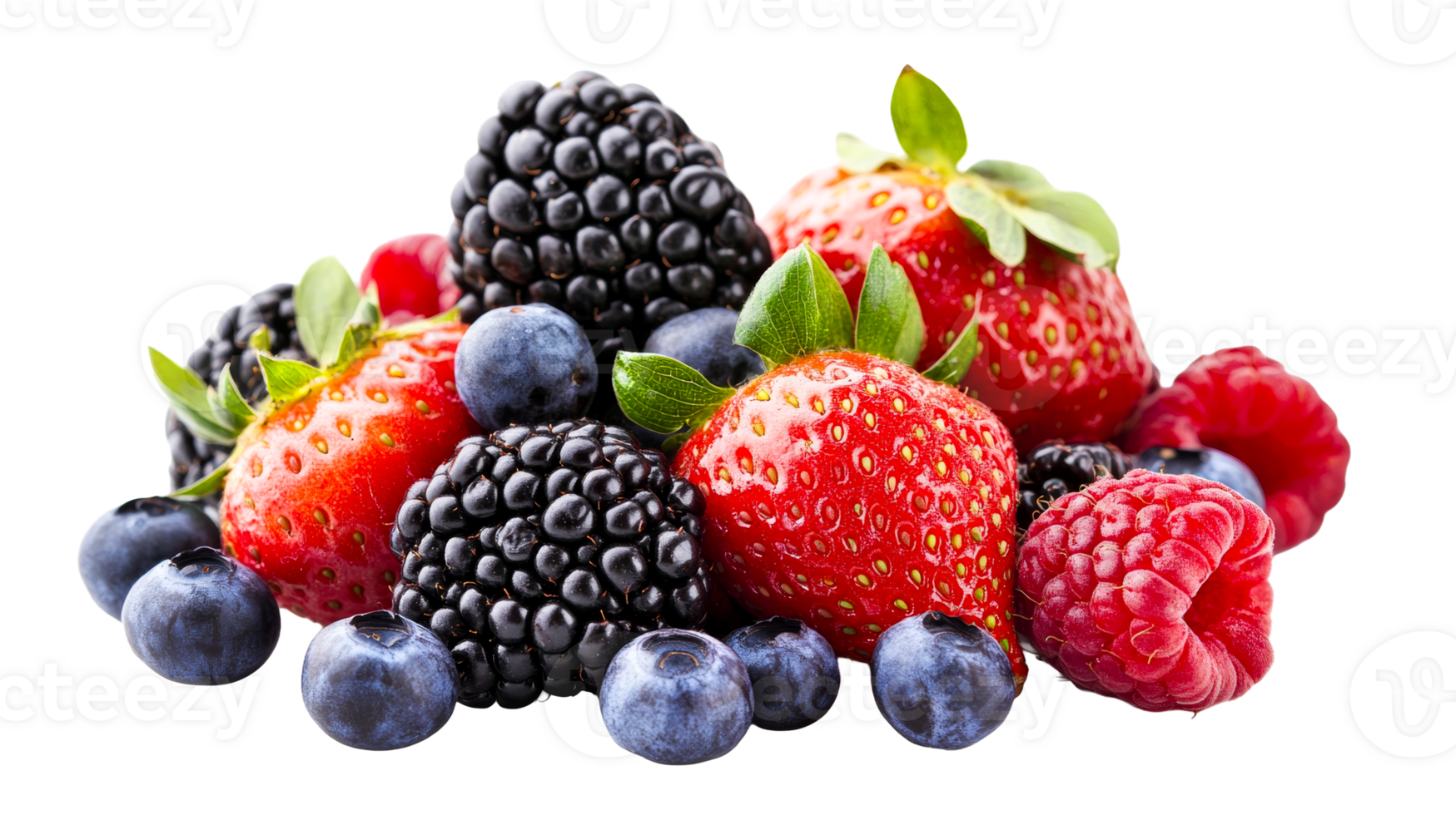 Assorted fresh berries mix, studio shot, healthy snack, cut out transparent png