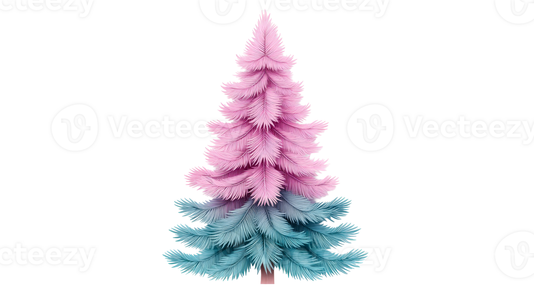 Pink and blue fir tree, festive decor idea, Xmas holiday, cut out transparent png