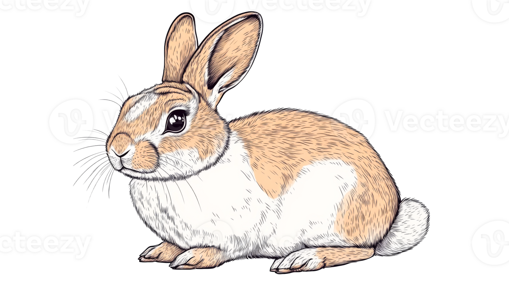 Elegant rabbit with a charming expression, cut out transparent png