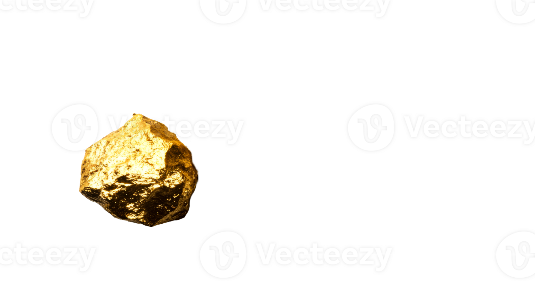 Shiny golden nugget with textured surface, cut out transparent png