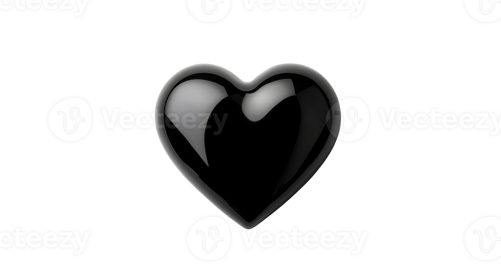 Glossy black heart for Valentine's Day, love, and romance, cut out transparent png