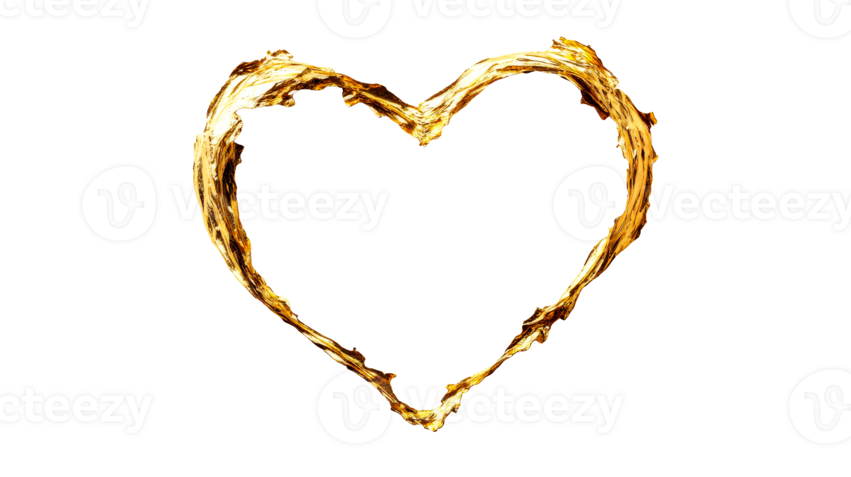 Abstract heart shape made with brown liquid, cutout transparent png