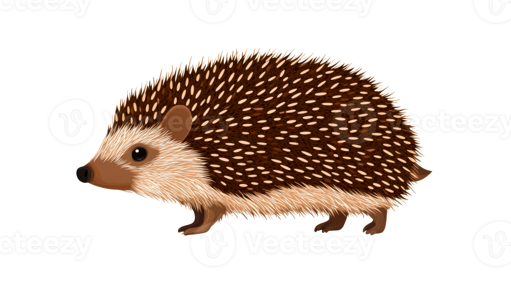 illustration of an adult European hedgehog, cut out transparent png