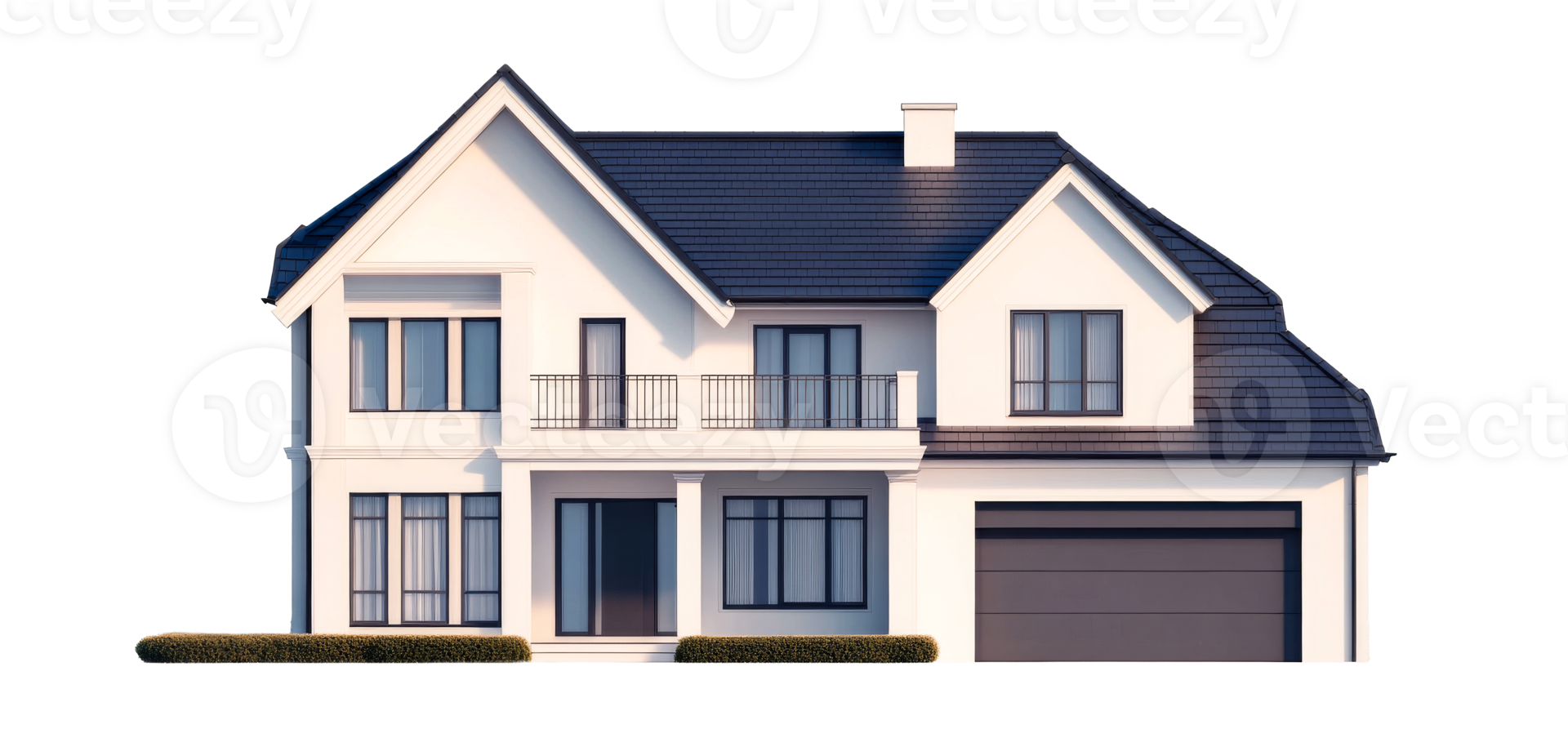 Modern Luxury House with Balcony and Garage, cut out transparent png