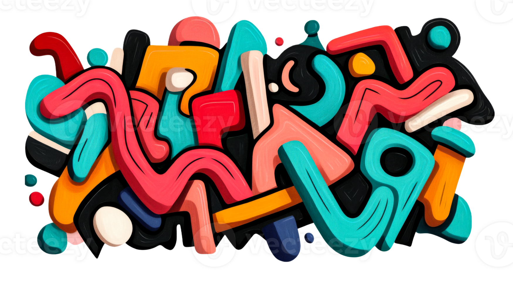 Abstract geometric shapes in vibrant colors create, cut out transparent png