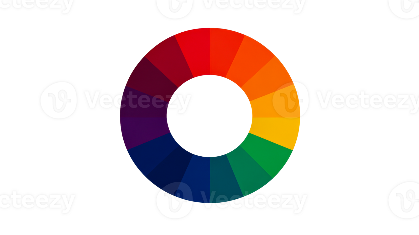 Color wheel with various hues and tones, cut out transparent png
