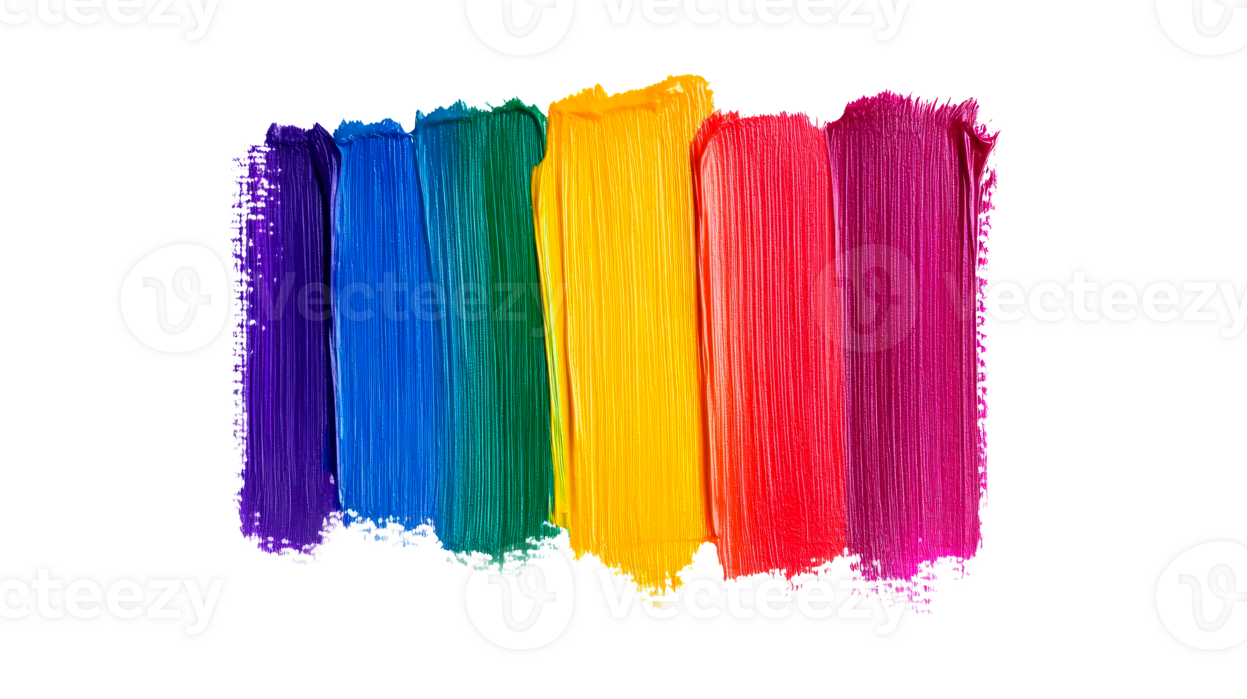 Rainbow Paint Strokes Texture on Black Background, cut out transparent png