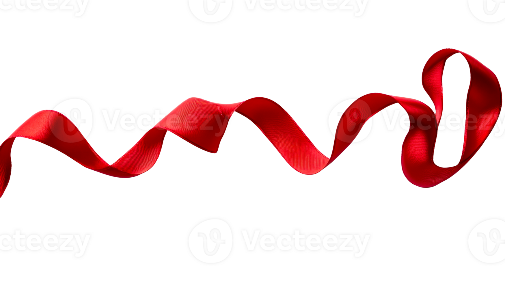 Red Ribbon Swirls Elegantly Against a Dark Background, cut out transparent png