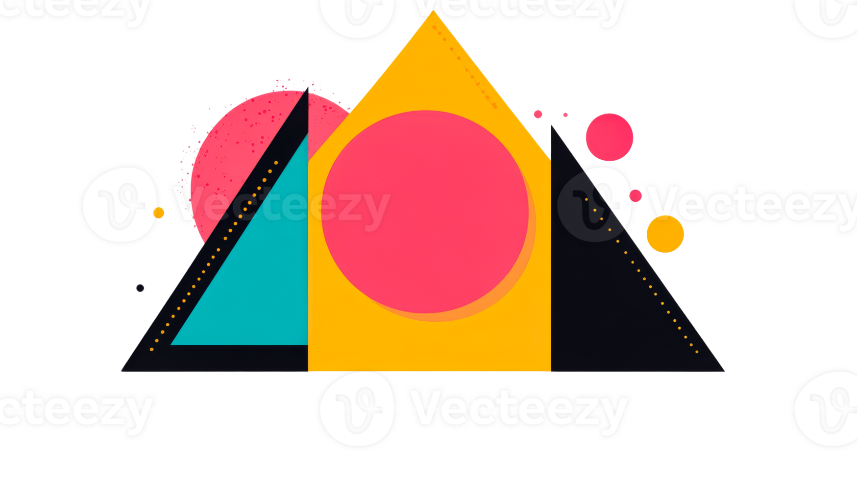 Geometric shapes in vibrant colors abstract backdrop, cut out transparent png