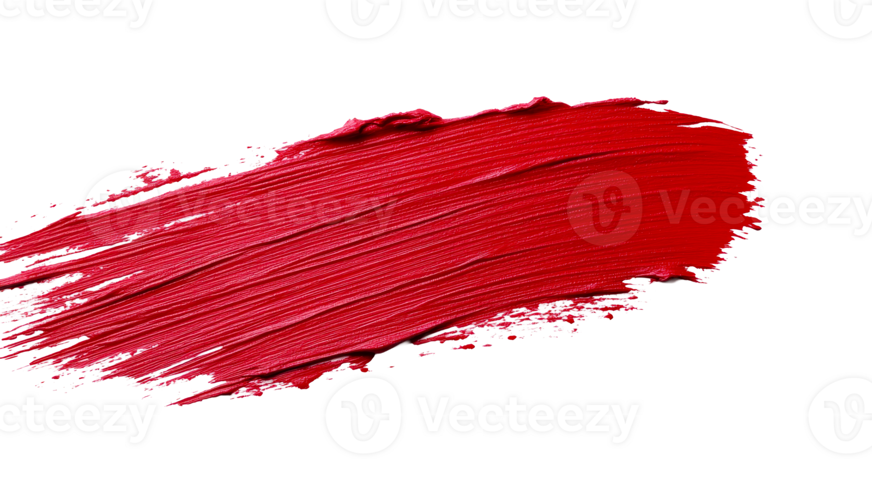Red paint brush stroke, vibrant color smear, artistic design element, cut out transparent png