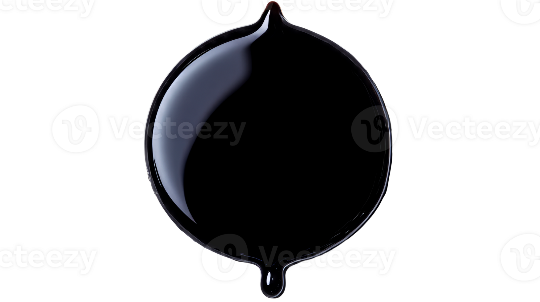 Dark Liquid Drop with Shape Oval Form on Background, cut out transparent png