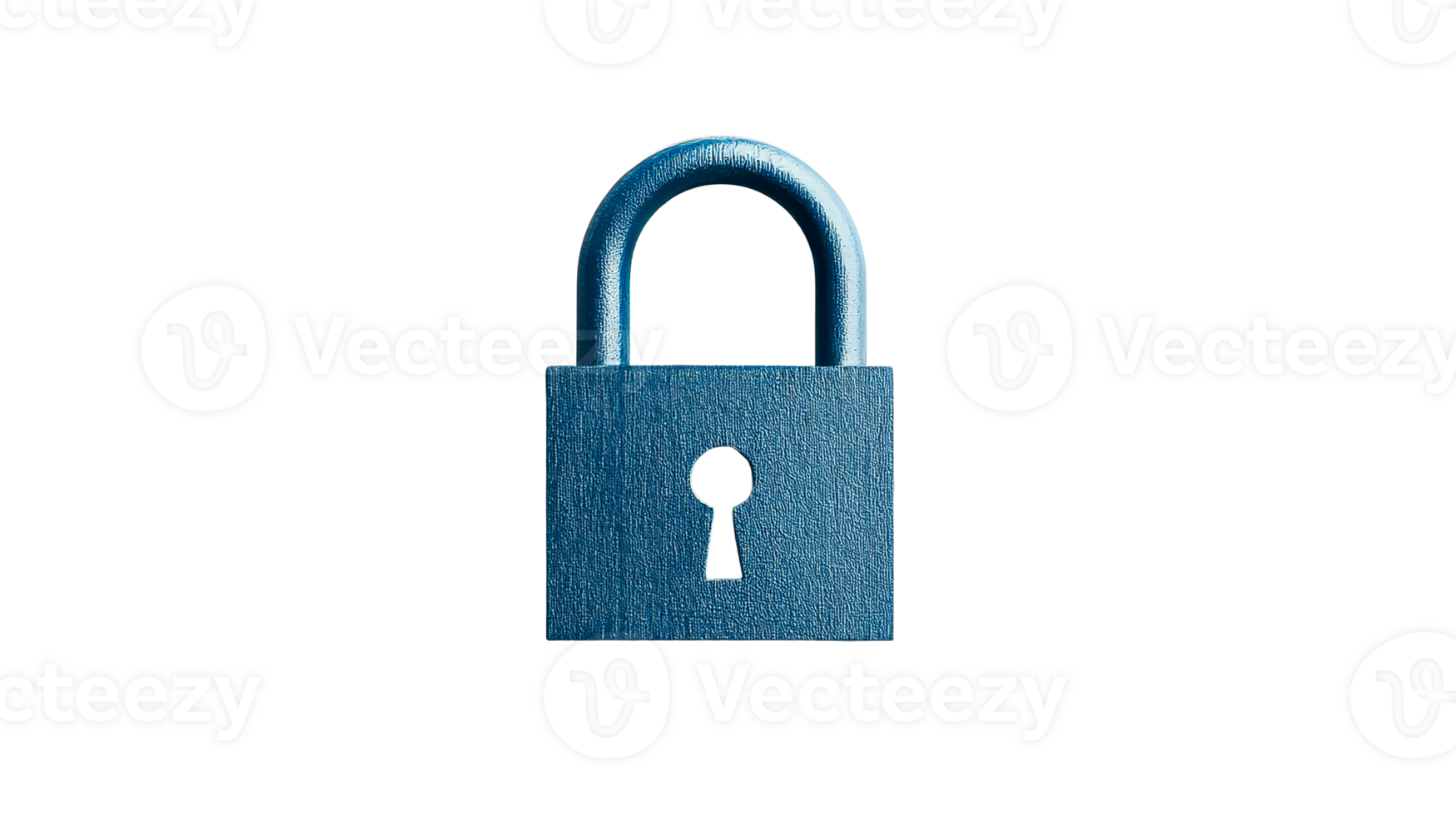 Blue padlock on black background. Safety and security , cut out transparent png