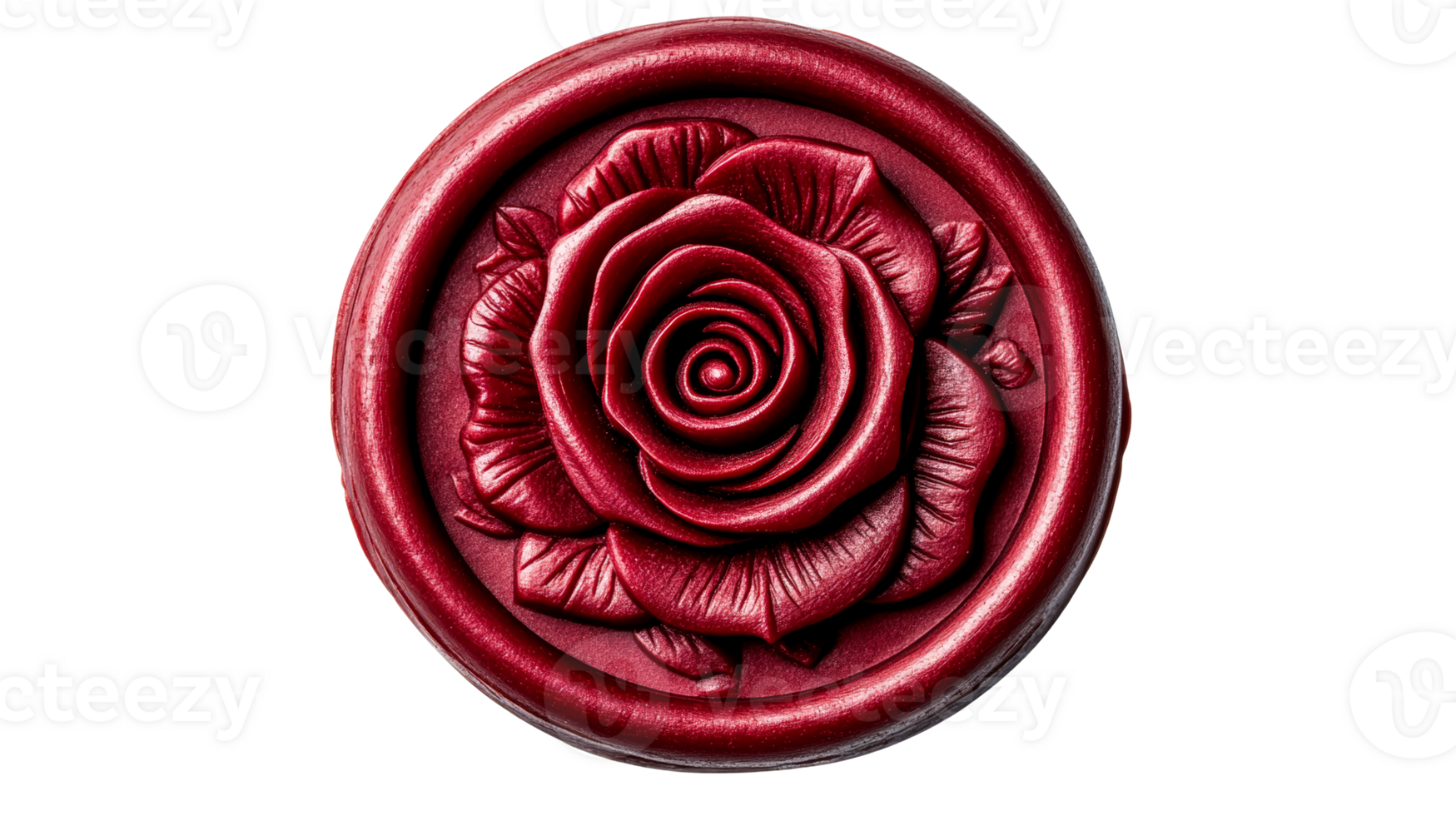 Rose embossed in sealing wax, crimson sealing wax flower, cut out transparent png