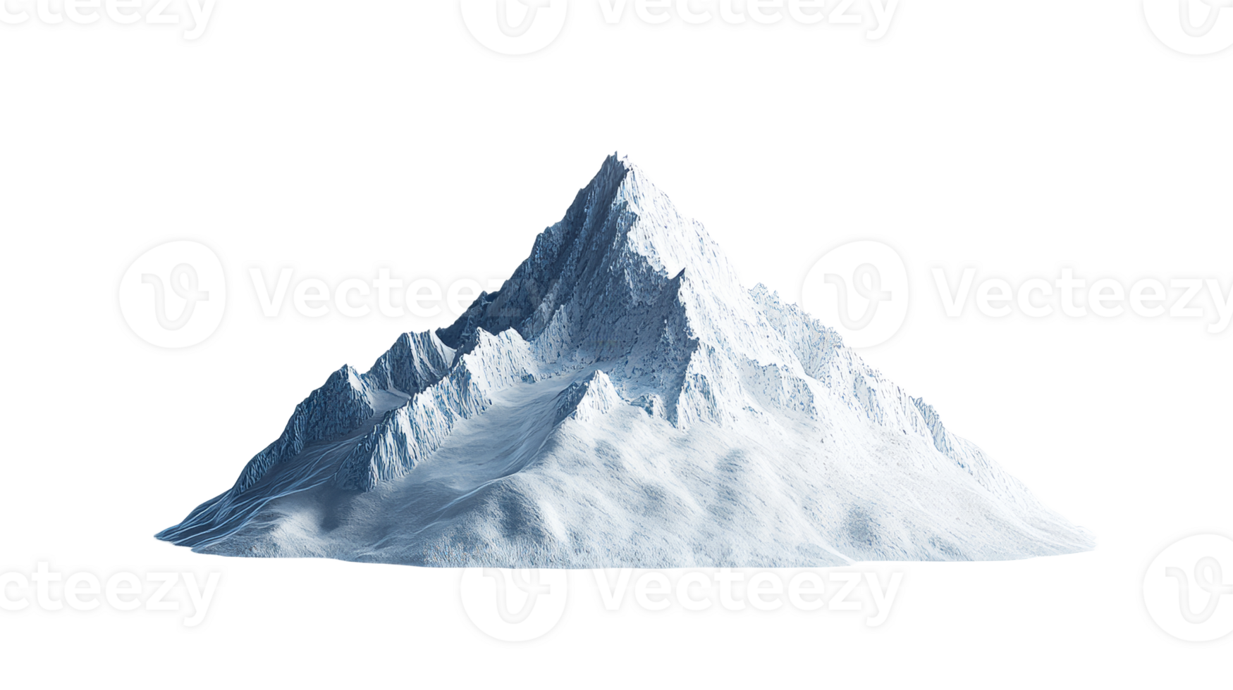 Snowy mountain peak, ice and rocks, landscape view, cut out transparent png