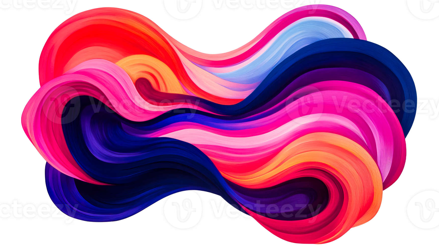 Abstract colorful fluid waves flow, dynamic design, acrylic paint , cut out transparent png