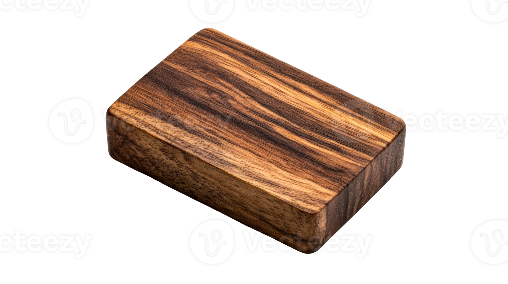 Rectangular, wooden block on black background, striped pattern, cut out transparent png