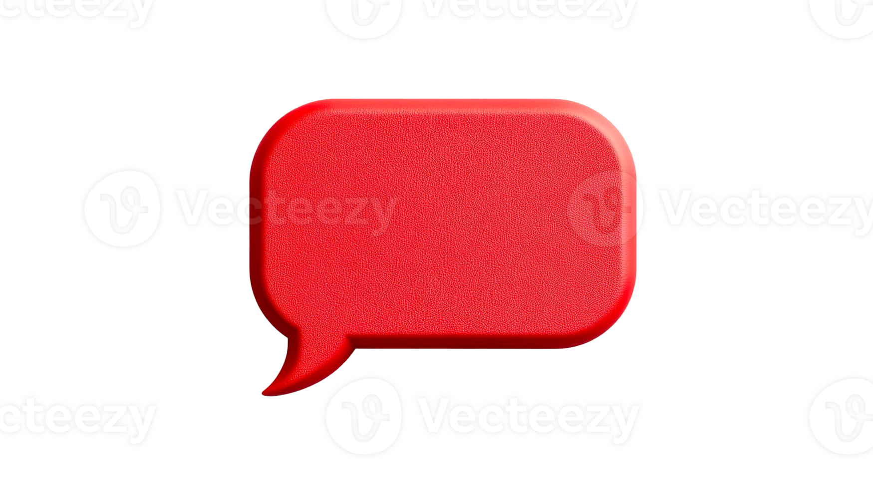 3D Red Speech Bubble Communication Shape on Black, cut out transparent png