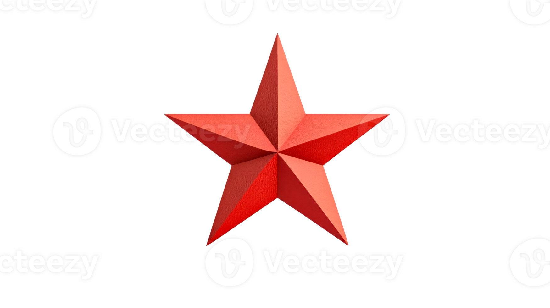 Red, star, three-dimensional, render, 3D, geometrical, shape, object, cut out transparent png
