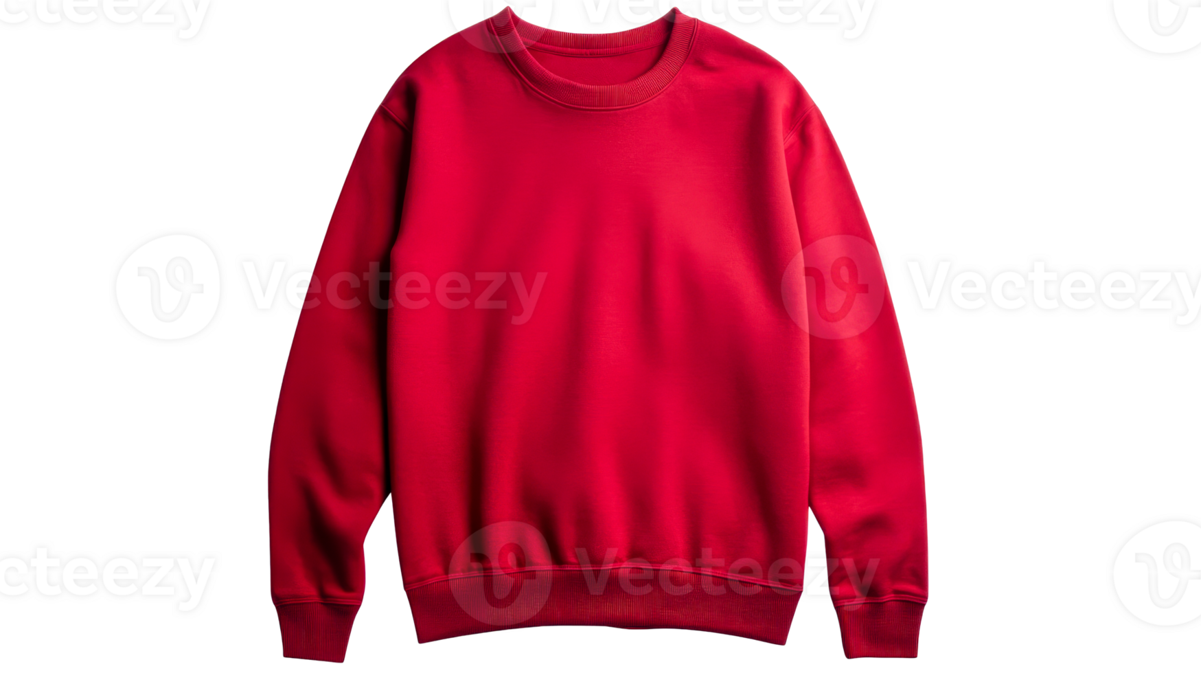 Red sweatshirt blank mockup template for design, cut out transparent png