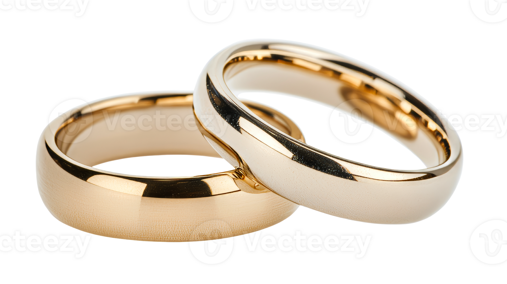 Wedding rings close up, gold bands, symbol of love, cut out transparent png