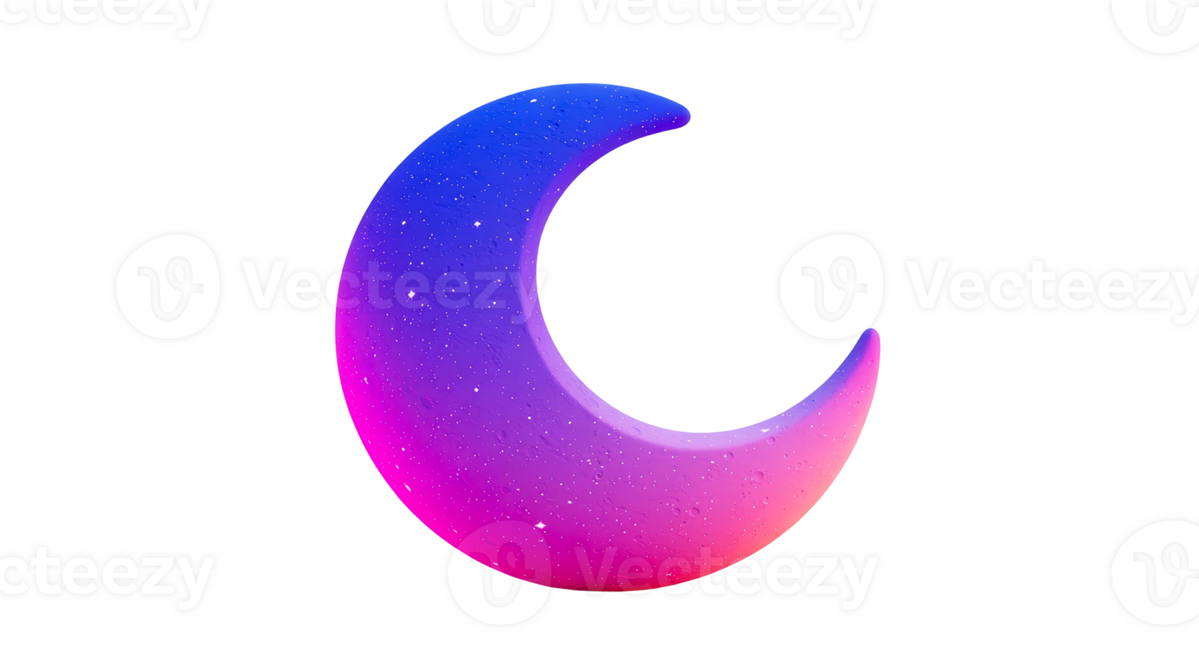 Crescent moon with celestial surface texture, glowing gradient , cut out transparent png