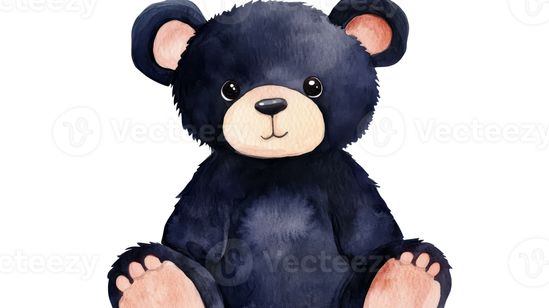 Black Teddy Bear with Pink Paws and Ears, cute, cut out transparent png