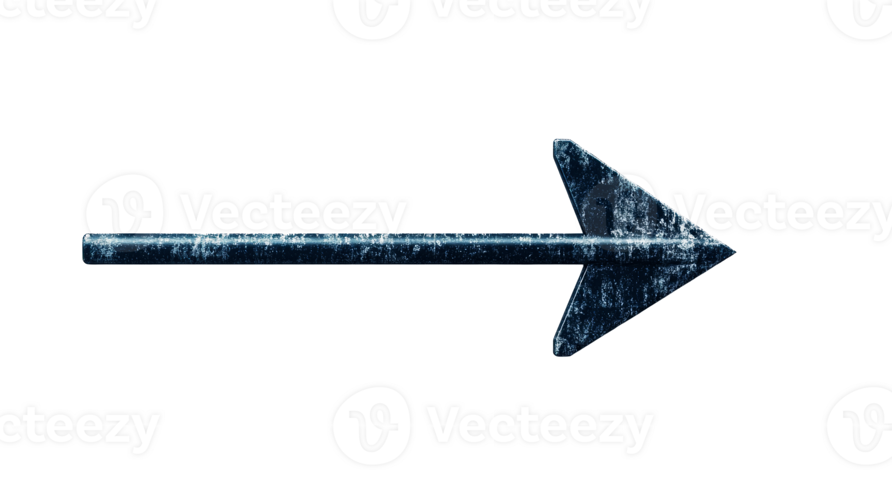 Metallic textured arrow pointing right, wayfinding, cut out transparent png