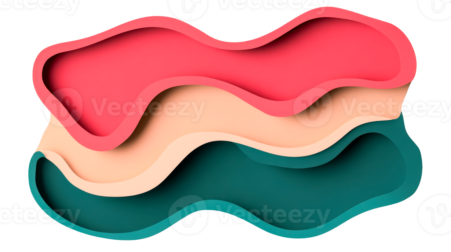 Abstract, layered background of pink, beige, teal colors, cut out transparent png