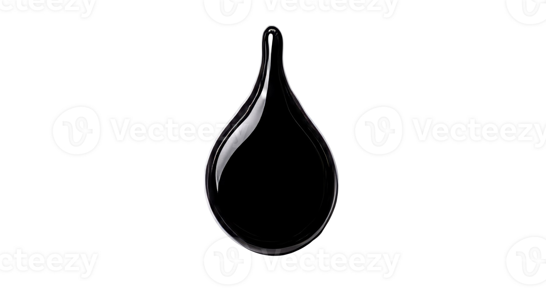 Glossy raindrop emblem on black backdrop, cut out transparent png