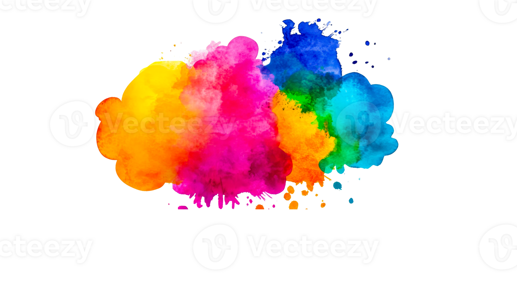 Colorful Watercolor Cloud on Black Background, cut out transparent png