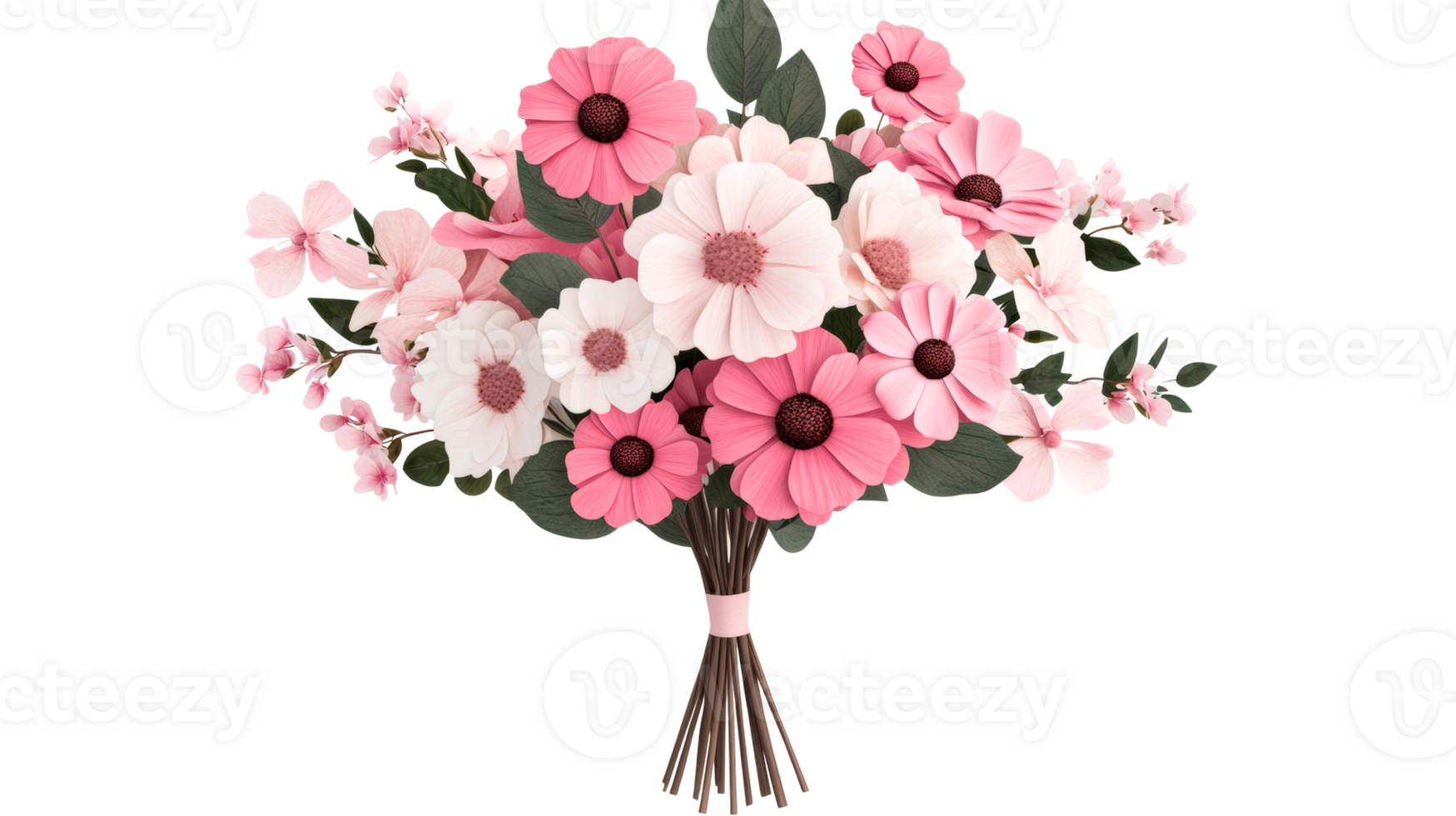 Pastel Bouquet of Pink and White Flowers, cut out transparent png